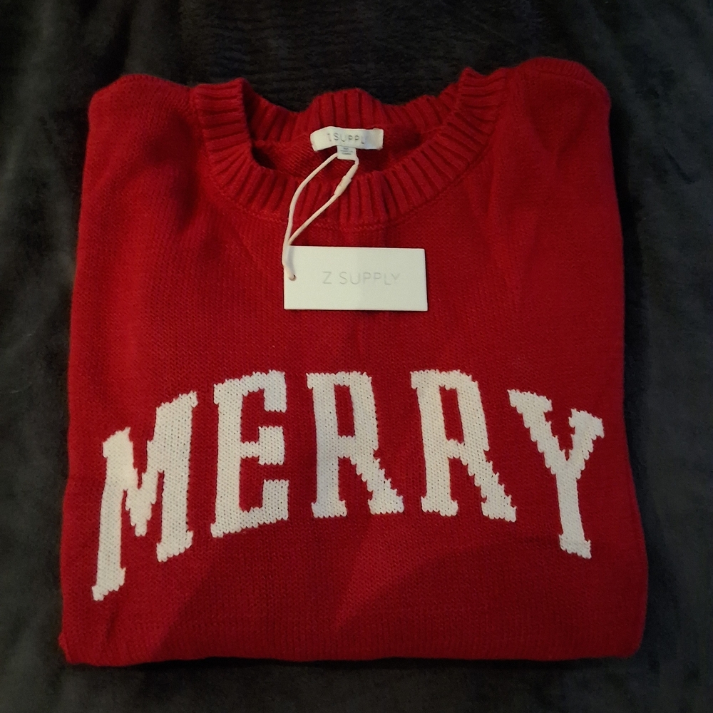 Z Supply Festive Red Crewneck Sweater